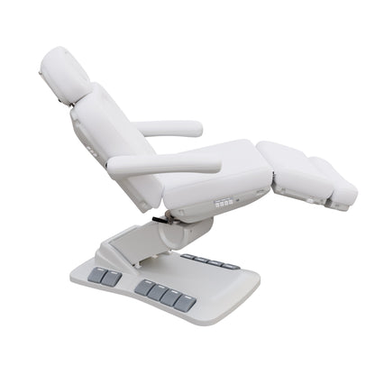 Spa Numa SWIVEL DELUXE 4 motor electric treatment chair with 120° rotation, built-in foot pedals, extendable headrest with facial hole, and vegan leather upholstery—ideal for esthetic procedures, outpatient surgery, and medspa treatments.