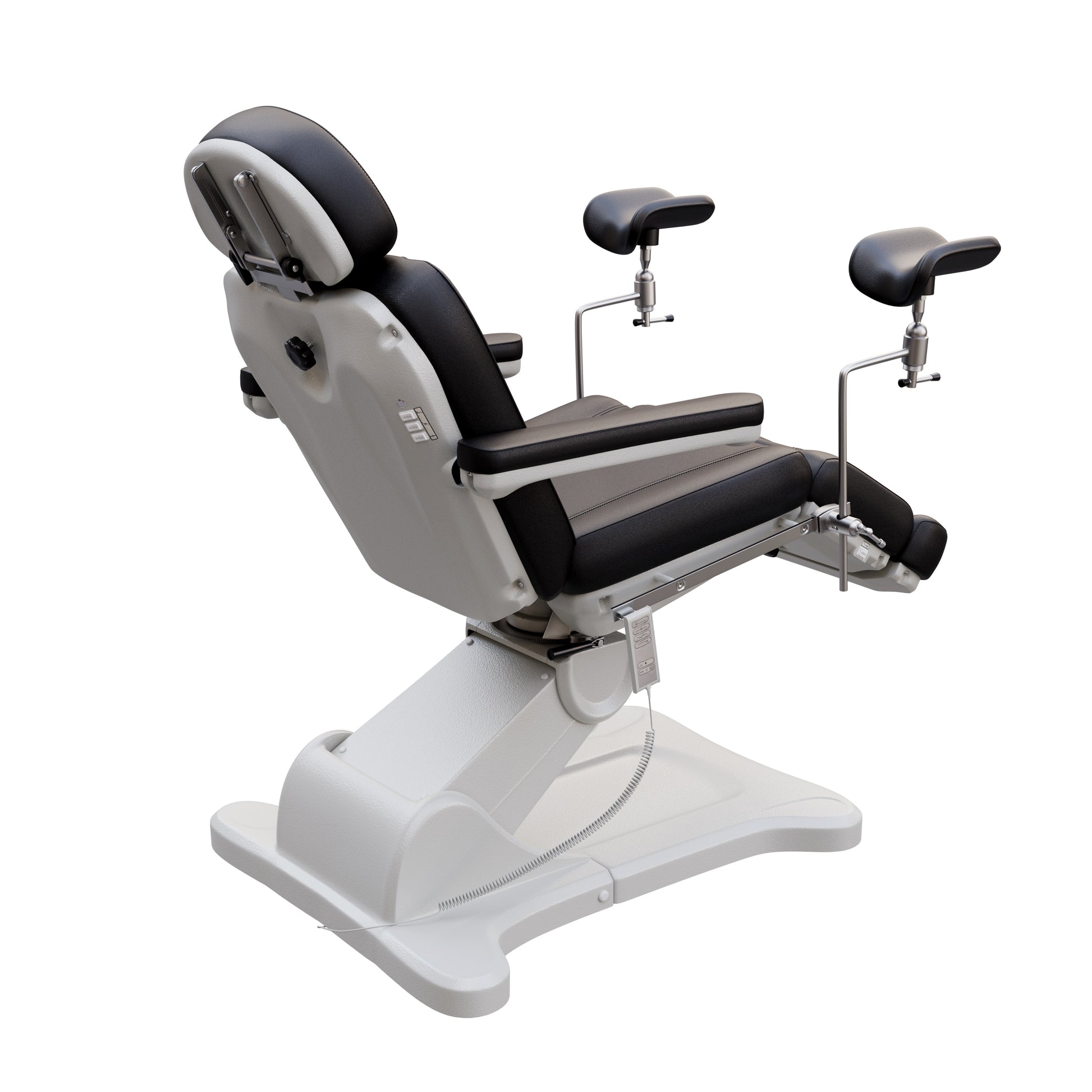 Fully electric Spa Numa OB-GYN treatment table with 4 motors, 240° rotation, adjustable PU leather headrest, and stainless-steel stirrups for clinical and aesthetic procedures.