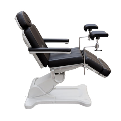 Fully electric Spa Numa OB-GYN treatment table with 4 motors, 240° rotation, adjustable PU leather headrest, and stainless-steel stirrups for clinical and aesthetic procedures.
