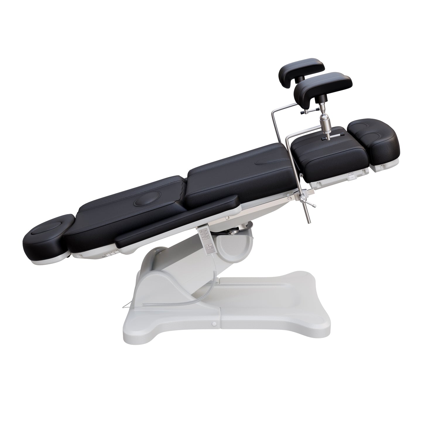 Fully electric Spa Numa OB-GYN treatment table with 4 motors, 240° rotation, adjustable PU leather headrest, and stainless-steel stirrups for clinical and aesthetic procedures.