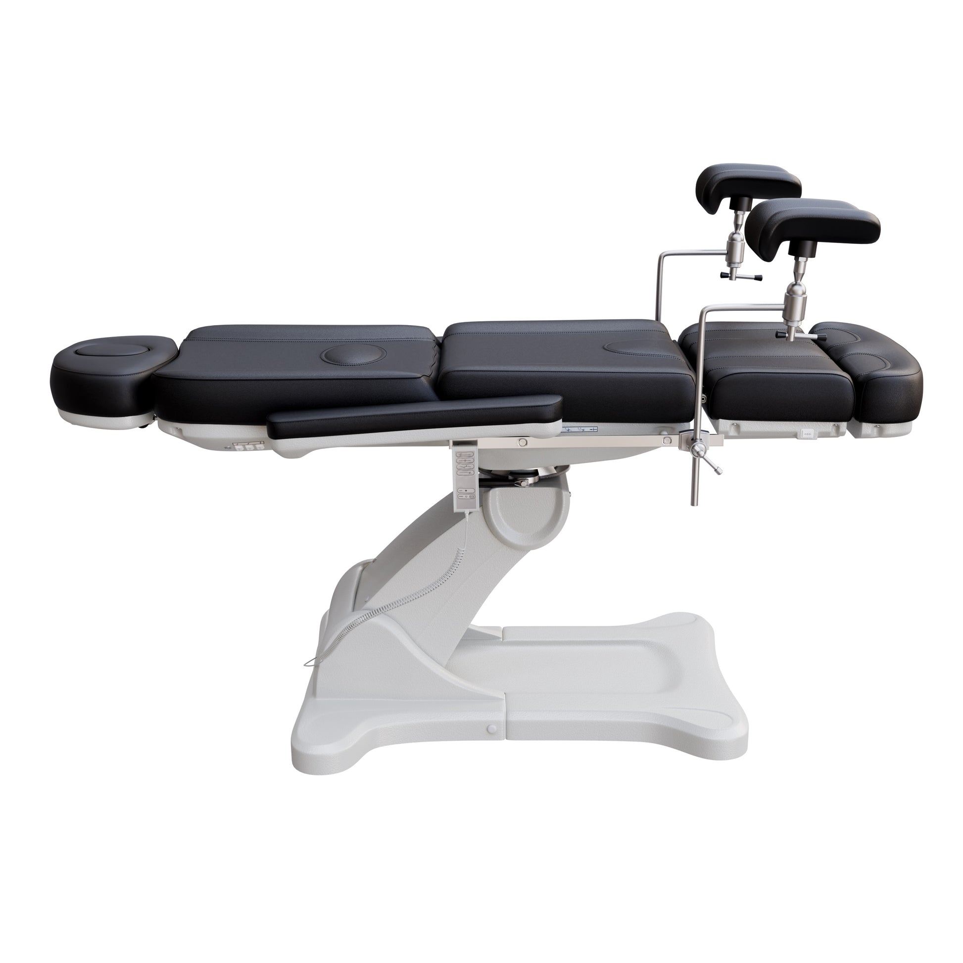 Fully electric Spa Numa OB-GYN treatment table with 4 motors, 240° rotation, adjustable PU leather headrest, and stainless-steel stirrups for clinical and aesthetic procedures.