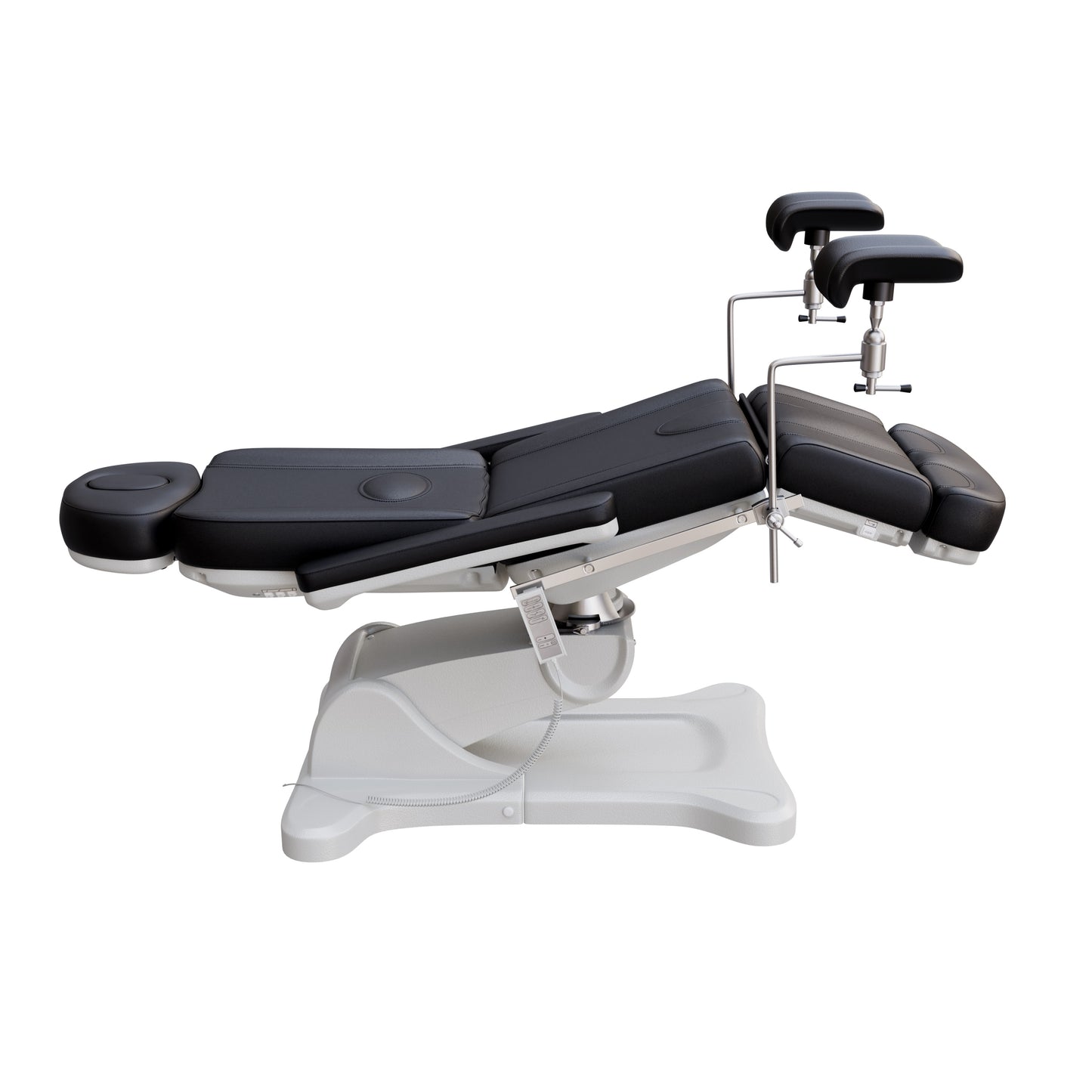 Fully electric Spa Numa OB-GYN treatment table with 4 motors, 240° rotation, adjustable PU leather headrest, and stainless-steel stirrups for clinical and aesthetic procedures.