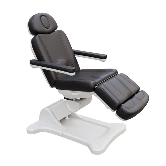 Spa Numa SWIVEL fully electric 4-motor medical treatment chair with 240° rotation, vegan leather upholstery, facial port, Trendelenburg positioning, and ergonomic design for esthetic, surgical, and outpatient procedures.