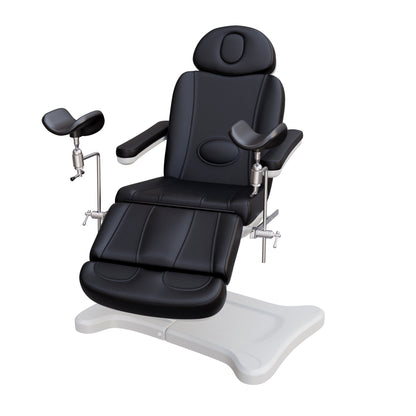 Fully electric Spa Numa OB-GYN treatment table with 4 motors, 240° rotation, adjustable PU leather headrest, and stainless-steel stirrups for clinical and aesthetic procedures.