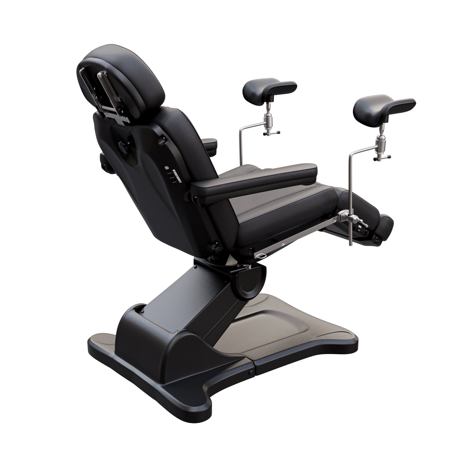 Spa Numa OB-GYN SWIVEL fully electric treatment table with adjustable stirrups, 4-motor control, 240° rotation, vegan leather upholstery, and extendable headrest for medical and aesthetic procedures.