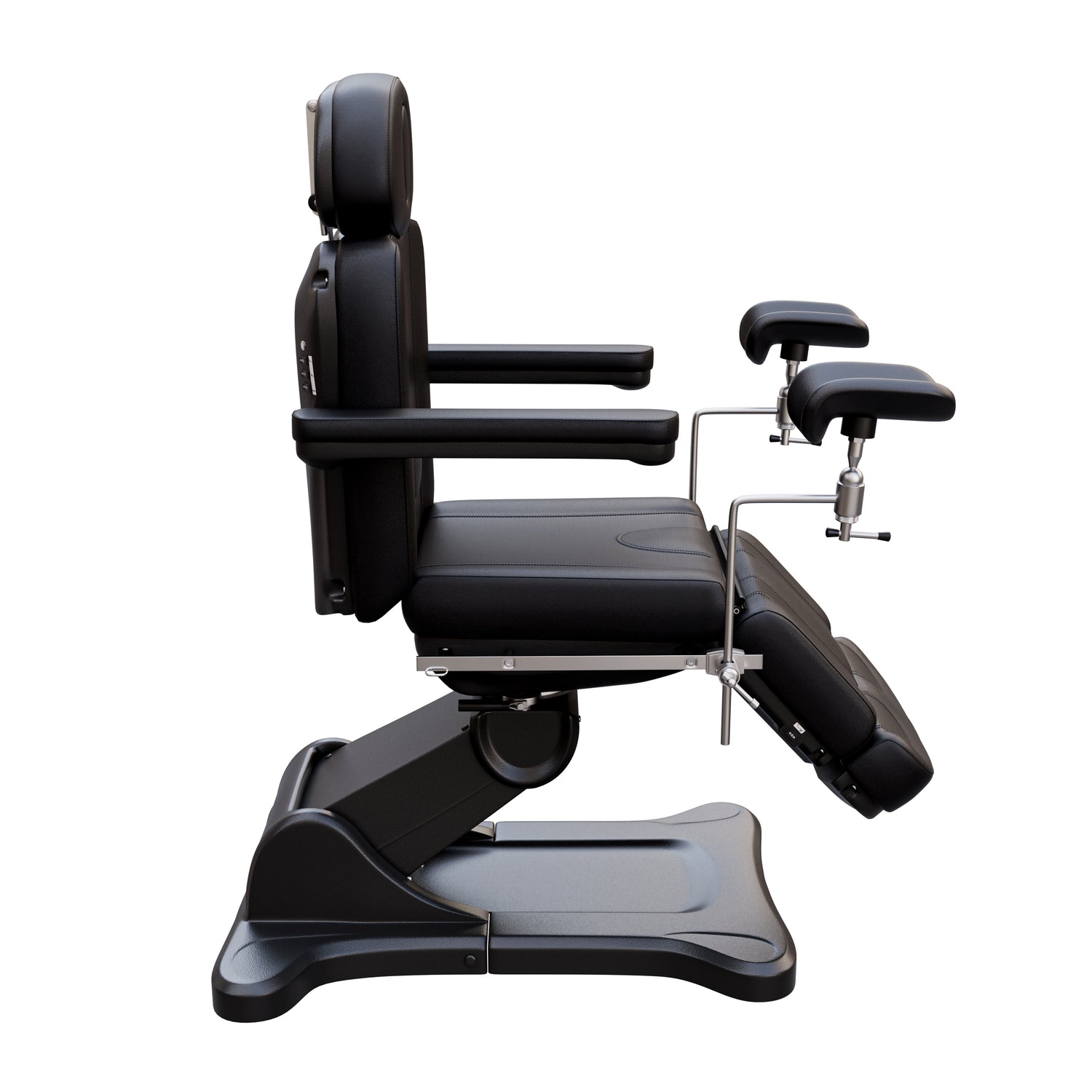 Spa Numa OB-GYN SWIVEL fully electric treatment table with adjustable stirrups, 4-motor control, 240° rotation, vegan leather upholstery, and extendable headrest for medical and aesthetic procedures.
