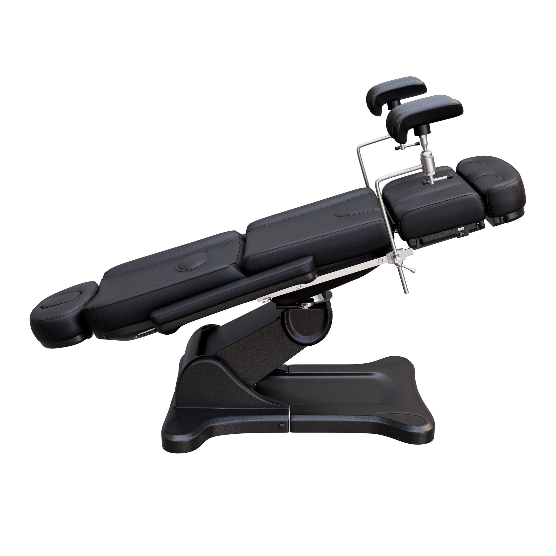 Spa Numa OB-GYN SWIVEL fully electric treatment table with adjustable stirrups, 4-motor control, 240° rotation, vegan leather upholstery, and extendable headrest for medical and aesthetic procedures.