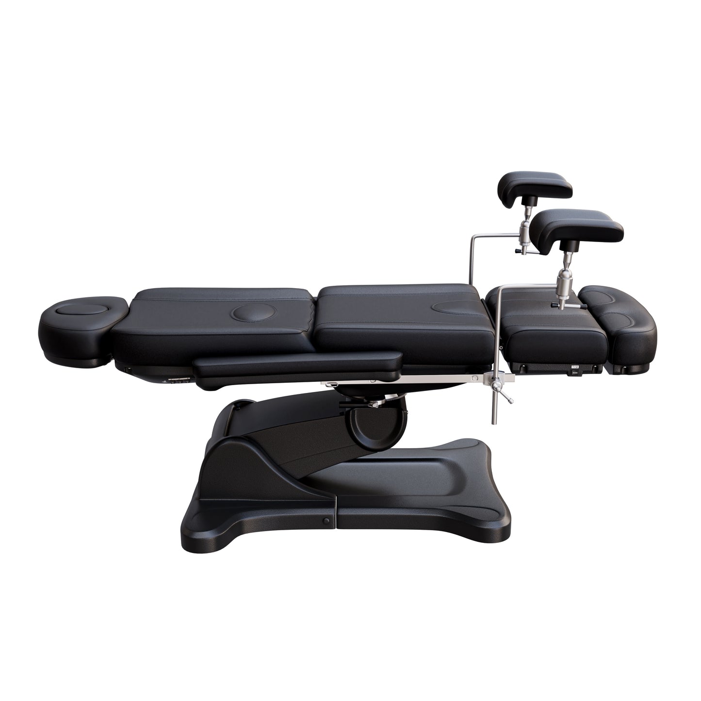 Spa Numa OB-GYN SWIVEL fully electric treatment table with adjustable stirrups, 4-motor control, 240° rotation, vegan leather upholstery, and extendable headrest for medical and aesthetic procedures.
