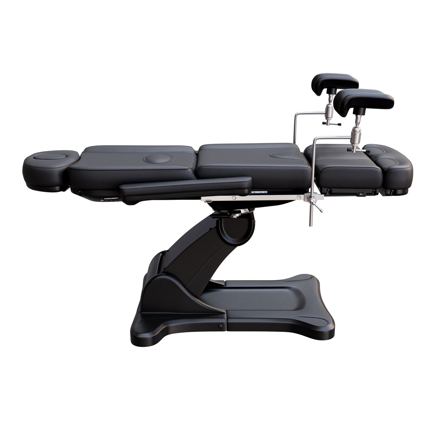 Spa Numa OB-GYN SWIVEL fully electric treatment table with adjustable stirrups, 4-motor control, 240° rotation, vegan leather upholstery, and extendable headrest for medical and aesthetic procedures.