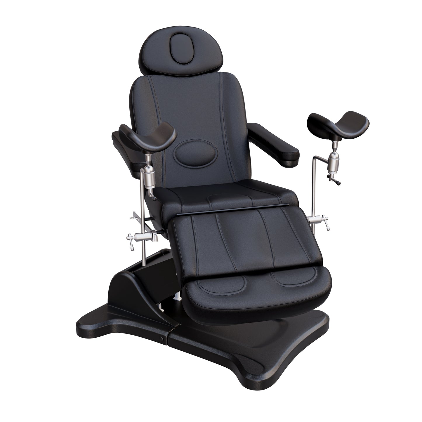 Spa Numa OB-GYN SWIVEL fully electric treatment table with adjustable stirrups, 4-motor control, 240° rotation, vegan leather upholstery, and extendable headrest for medical and aesthetic procedures.