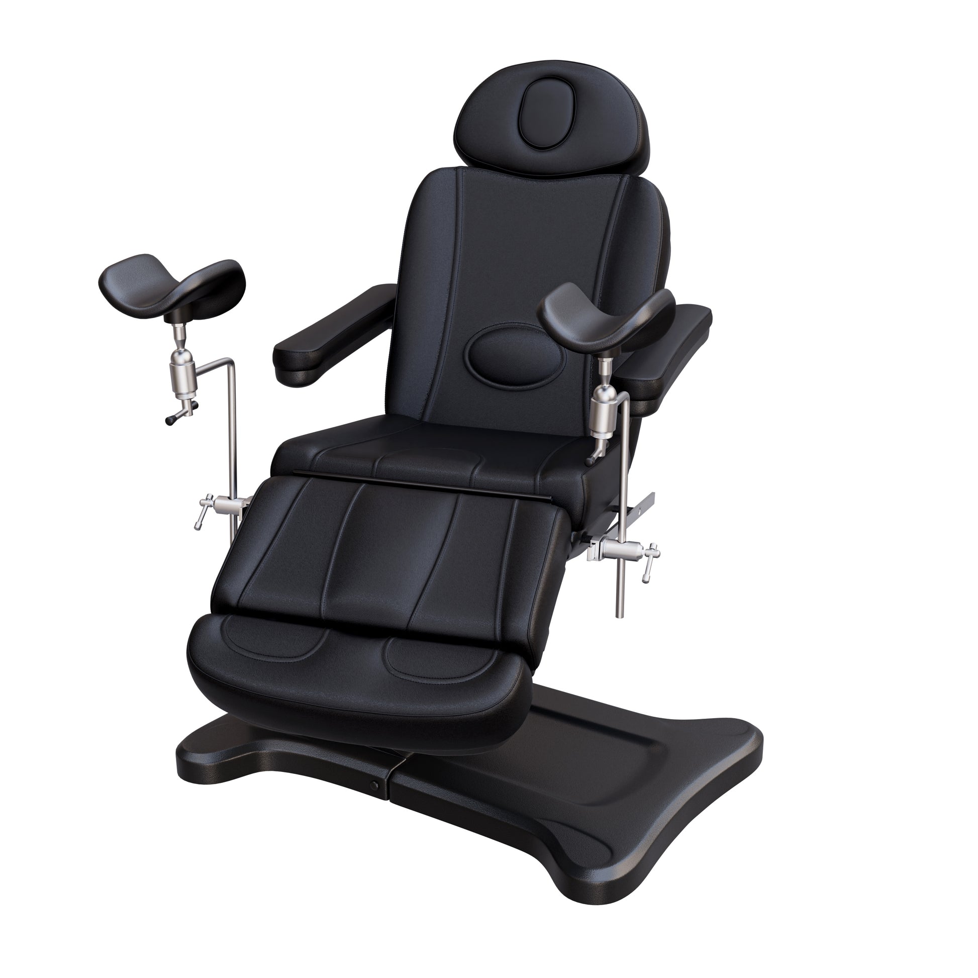 Spa Numa OB-GYN SWIVEL fully electric treatment table with adjustable stirrups, 4-motor control, 240° rotation, vegan leather upholstery, and extendable headrest for medical and aesthetic procedures.