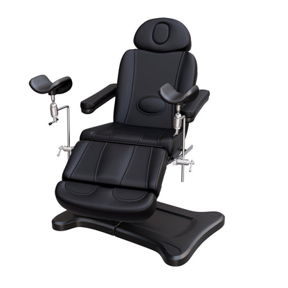 Spa Numa OB-GYN SWIVEL fully electric treatment table with adjustable stirrups, 4-motor control, 240° rotation, vegan leather upholstery, and extendable headrest for medical and aesthetic procedures.