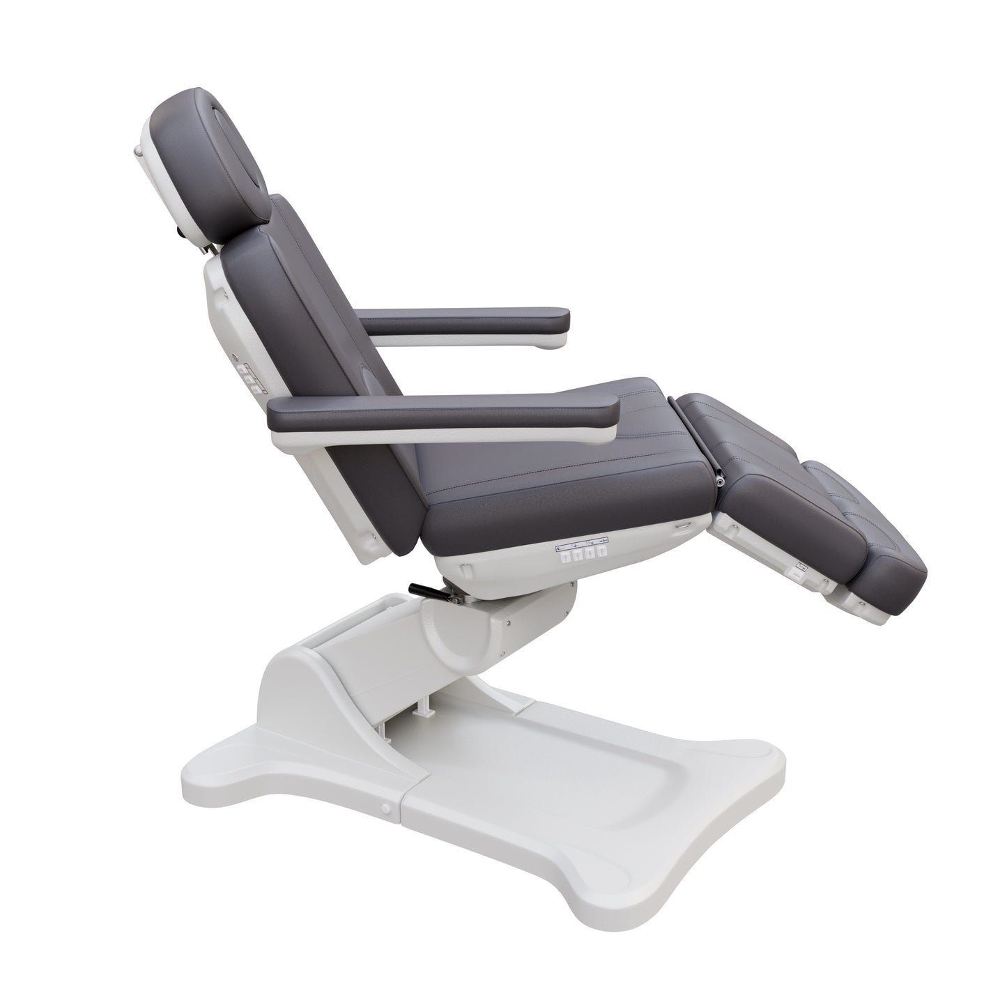 Spa Numa SWIVEL fully electric 4-motor treatment chair with 240-degree rotation, vegan leather upholstery, Trendelenburg positioning, extendable headrest and footrest for medical, surgical, and esthetic procedures.