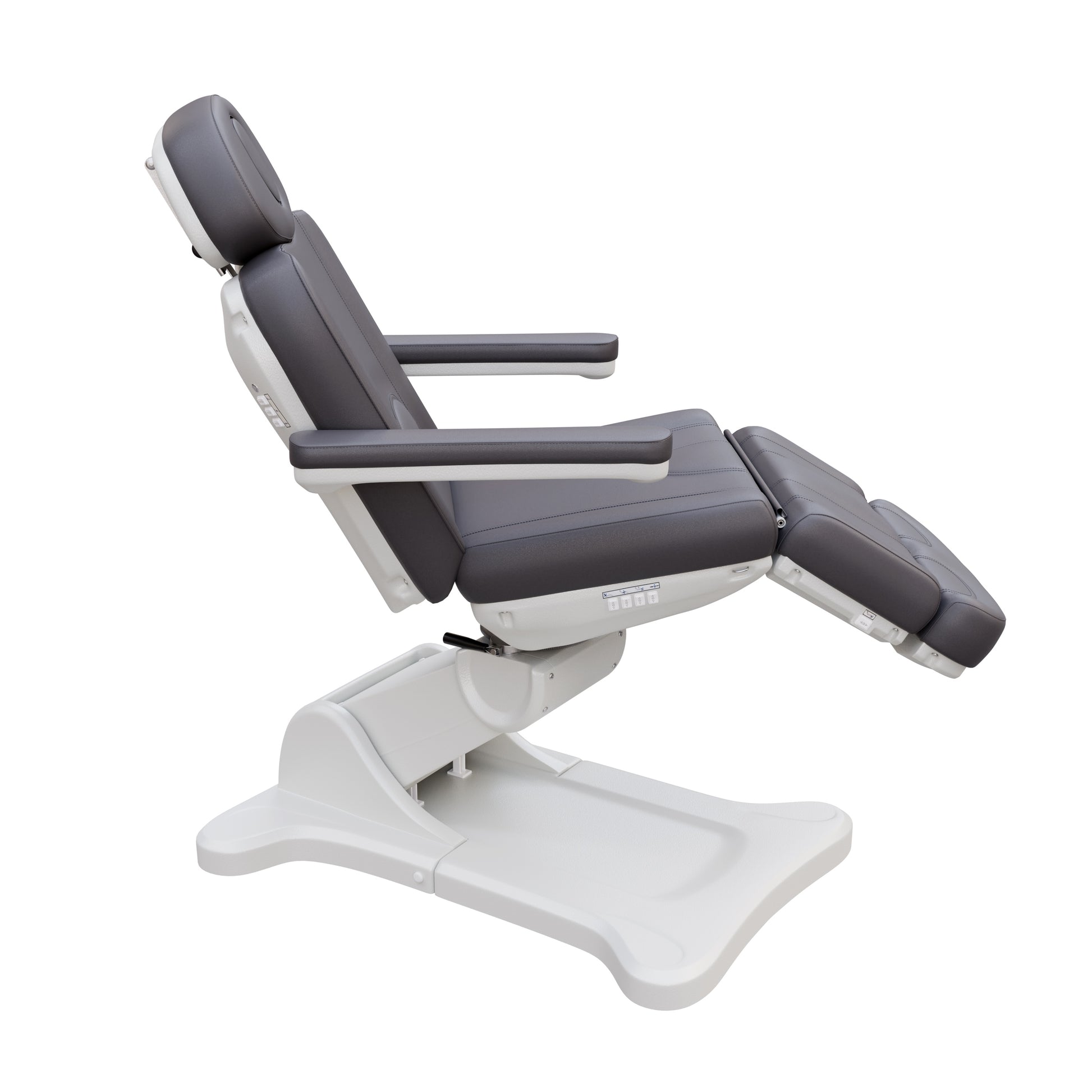 Spa Numa SWIVEL fully electric 4-motor treatment chair with 240-degree rotation, vegan leather upholstery, Trendelenburg positioning, extendable headrest and footrest for medical, surgical, and esthetic procedures.