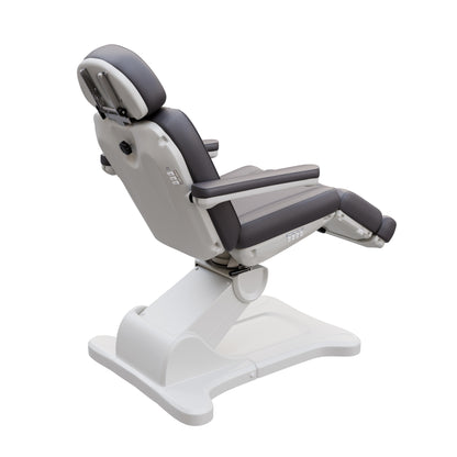 Spa Numa SWIVEL fully electric 4-motor treatment chair with 240-degree rotation, vegan leather upholstery, Trendelenburg positioning, extendable headrest and footrest for medical, surgical, and esthetic procedures.
