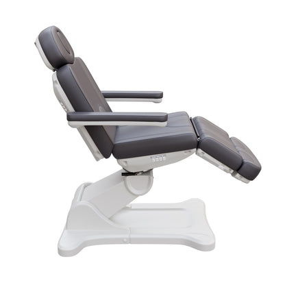 Spa Numa SWIVEL fully electric 4-motor treatment chair with 240-degree rotation, vegan leather upholstery, Trendelenburg positioning, extendable headrest and footrest for medical, surgical, and esthetic procedures.