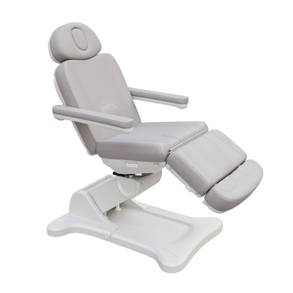 Spa Numa SWIVEL fully electric treatment chair with 4-motor adjustment, 240-degree rotation, vegan leather upholstery, and extendable headrest for medical and esthetic procedures.