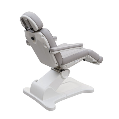 Spa Numa SWIVEL fully electric treatment chair with 4-motor adjustment, 240-degree rotation, vegan leather upholstery, and extendable headrest for medical and esthetic procedures.