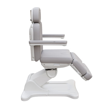 Spa Numa SWIVEL fully electric treatment chair with 4-motor adjustment, 240-degree rotation, vegan leather upholstery, and extendable headrest for medical and esthetic procedures.