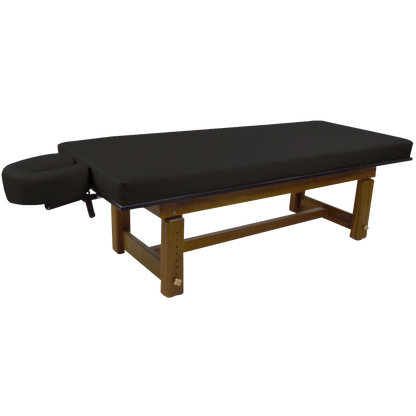 TouchAmerica Solterra teak massage table with reinforced frame for stability and comfort