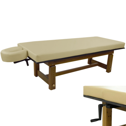 TouchAmerica Solterra teak massage table with premium craftsmanship for spa professionals