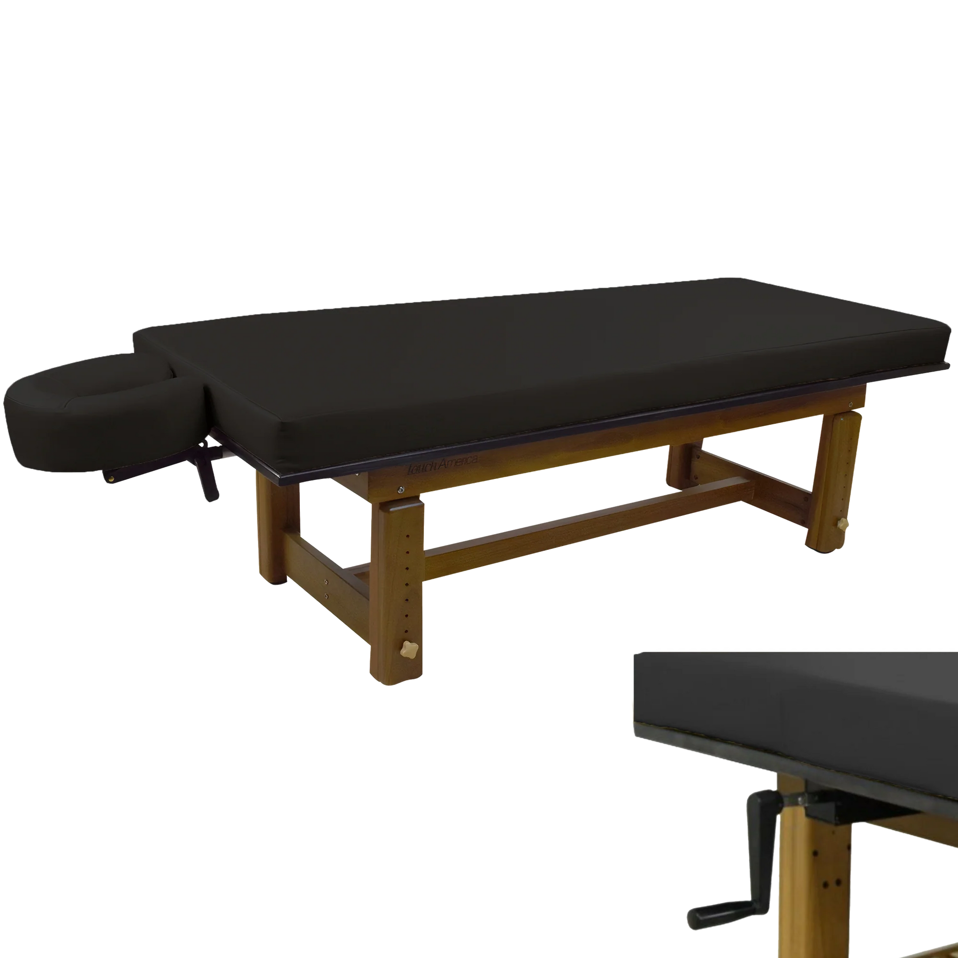 Sturdy teak massage table Solterra model designed by TouchAmerica for long-lasting durability