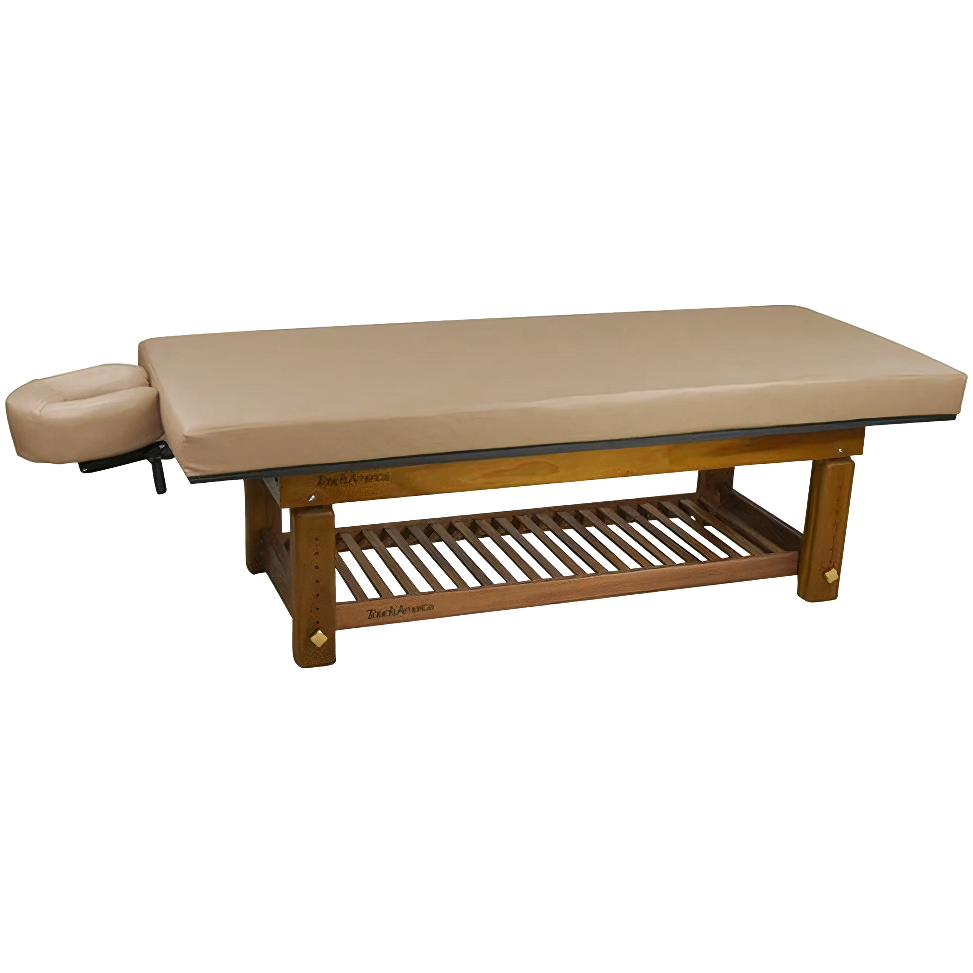 Sturdy teak massage table Solterra model designed by TouchAmerica for long-lasting durability