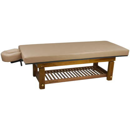 Sturdy teak massage table Solterra model designed by TouchAmerica for long-lasting durability