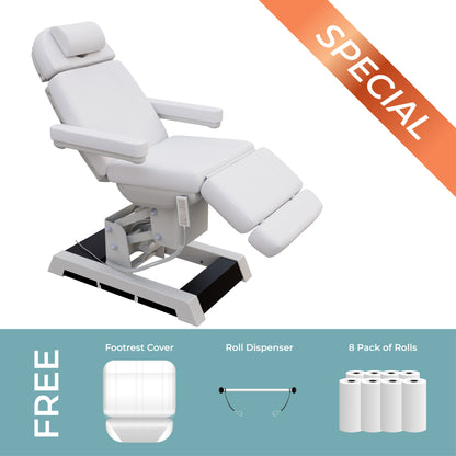 Spa Numa MILANO Medical Grade 4-Motor Treatment Bed with Foot Pedals - 2220D - White (DEAL)