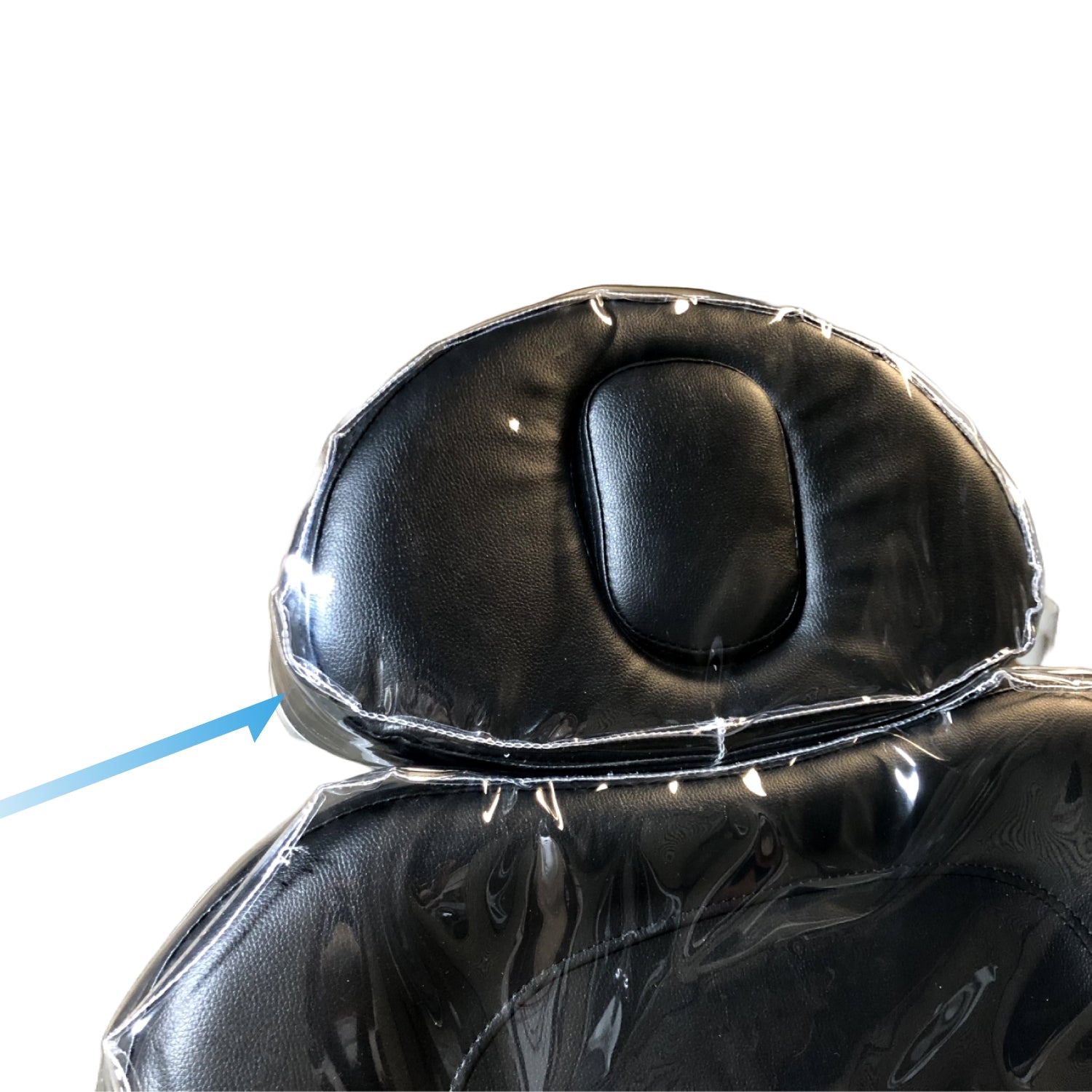 clear vinyl headrest cover on spa numa treatment chair transparent protection