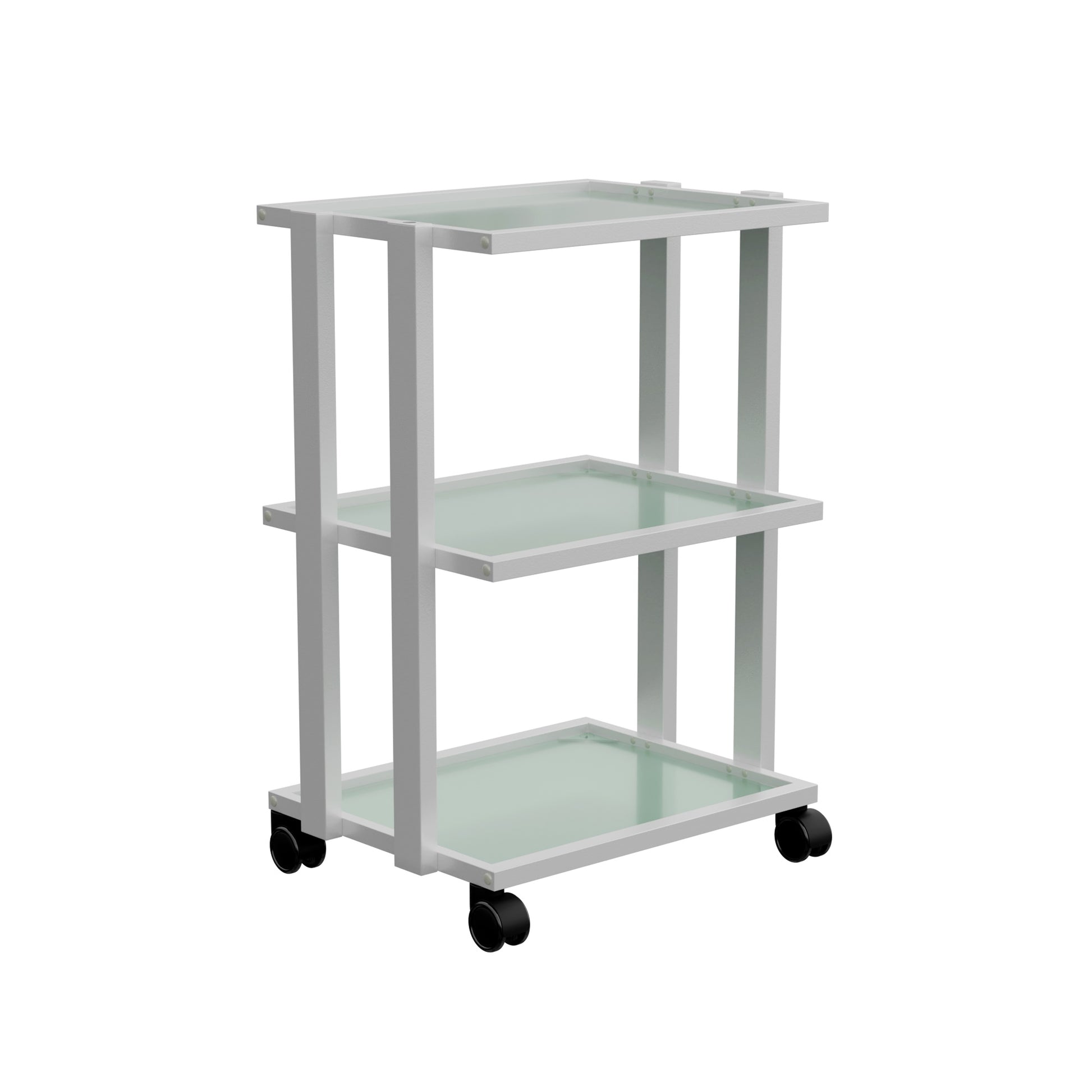 Spa Numa WEET Beauty Trolley with 3 Tier Tempered Glass Shelves – Dual-Sided Access Salon Cart with Magnifying Lamp Insert, Sleek Design for Spa and Esthetician Use