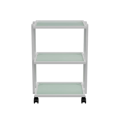Spa Numa WEET Beauty Trolley with 3 Tier Tempered Glass Shelves – Dual-Sided Access Salon Cart with Magnifying Lamp Insert, Sleek Design for Spa and Esthetician Use