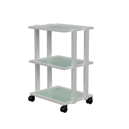 Spa Numa WEET Beauty Trolley with 3 Tier Tempered Glass Shelves – Dual-Sided Access Salon Cart with Magnifying Lamp Insert, Sleek Design for Spa and Esthetician Use