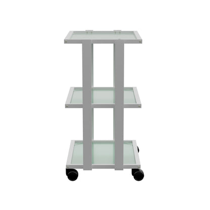Spa Numa WEET Beauty Trolley with 3 Tier Tempered Glass Shelves – Dual-Sided Access Salon Cart with Magnifying Lamp Insert, Sleek Design for Spa and Esthetician Use