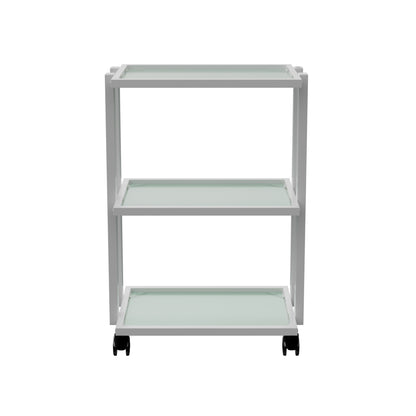 Spa Numa WEET Beauty Trolley with 3 Tier Tempered Glass Shelves – Dual-Sided Access Salon Cart with Magnifying Lamp Insert, Sleek Design for Spa and Esthetician Use