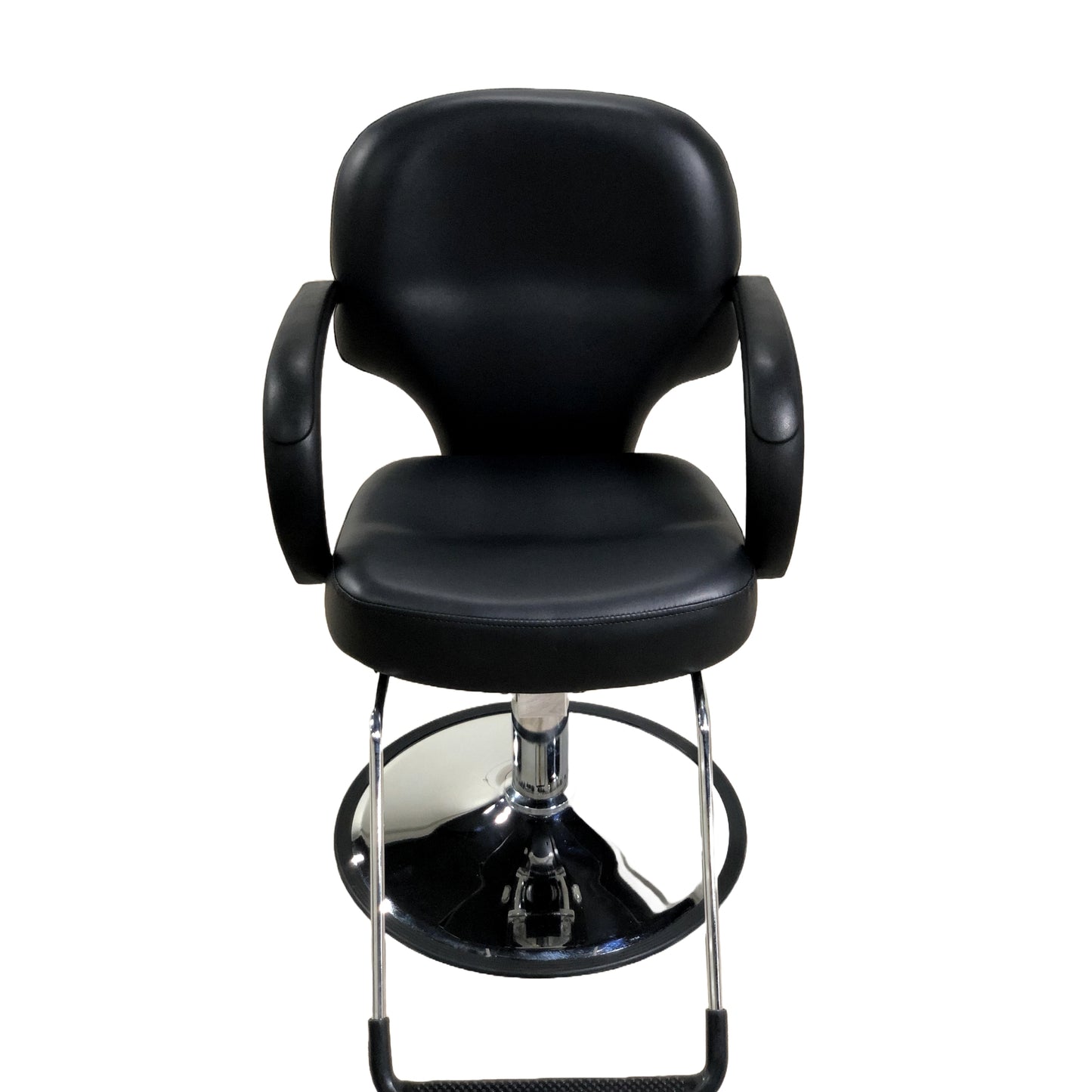 ELLA Black Round Base Styling Chair - Extra Padded, Modern Salon Chair with U-Shaped Footrest - YC-H-1818BKR