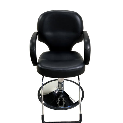 ELLA Black Round Base Styling Chair - Extra Padded, Modern Salon Chair with U-Shaped Footrest - YC-H-1818BKR
