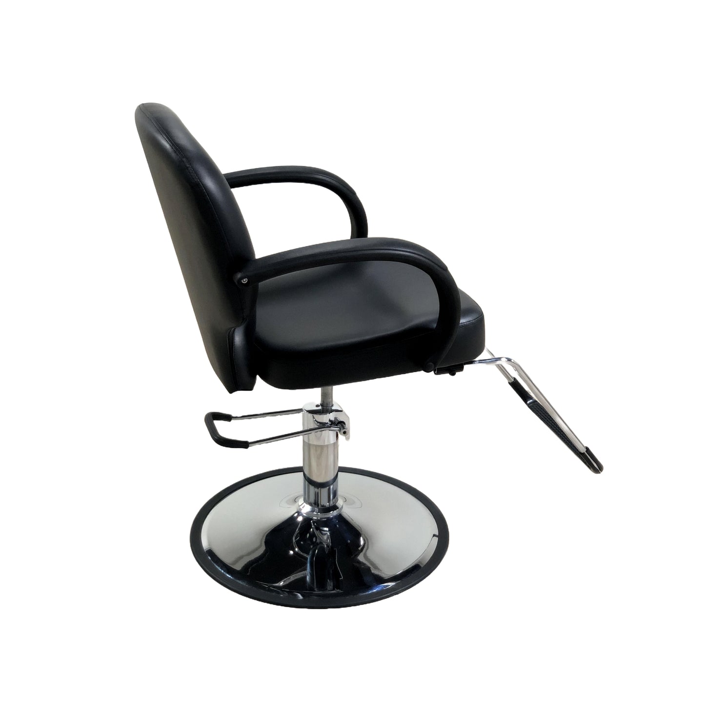 ELLA Black Round Base Styling Chair - Extra Padded, Modern Salon Chair with U-Shaped Footrest - YC-H-1818BKR