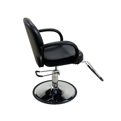 ELLA Black Round Base Styling Chair - Extra Padded, Modern Salon Chair with U-Shaped Footrest - YC-H-1818BKR
