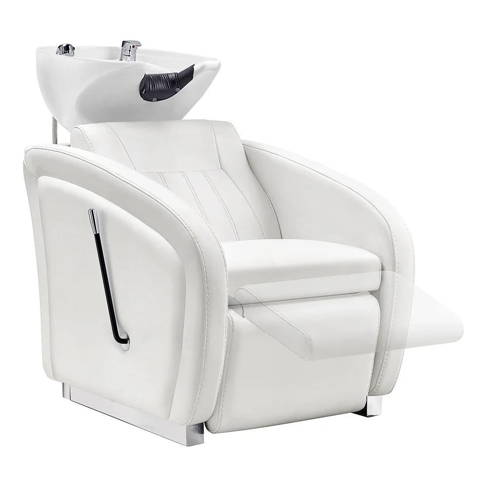 White salon chair with a sink on a white background