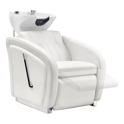 White salon chair with a sink on a white background
