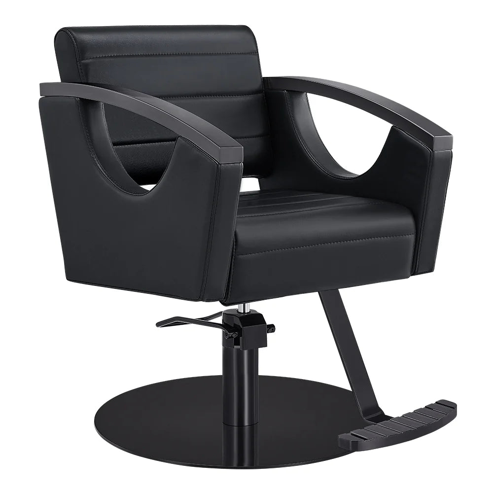 Black salon chair on a white background