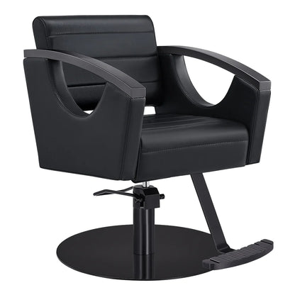 Black salon chair on a white background