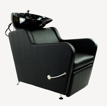 AYC Stanley Shampoo Unit with modern salon chair and ceramic sink for professional hair washing