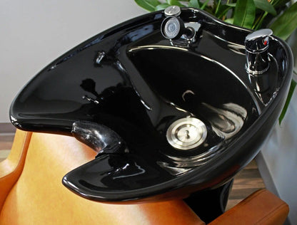 AYC Stanley Shampoo Unit with modern salon chair and ceramic sink for professional hair washing