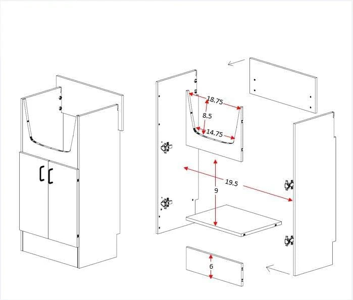 AYC Sanden Shampoo Cabinet drawing