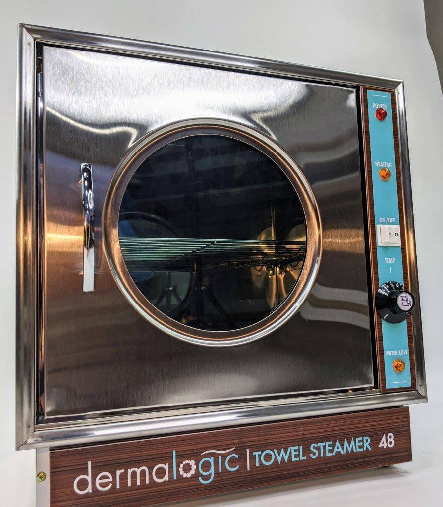 Professional 48-towel steamer by AYC Dermalogic for salons and spas