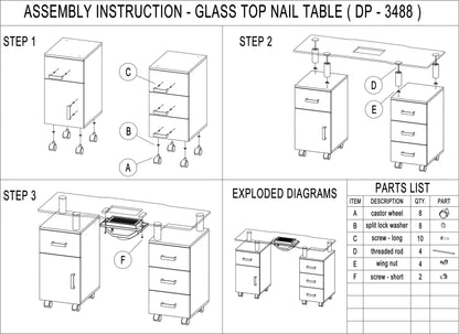 AYC Glasglow Manicure Table - DPI-NTBL-3488-KIT