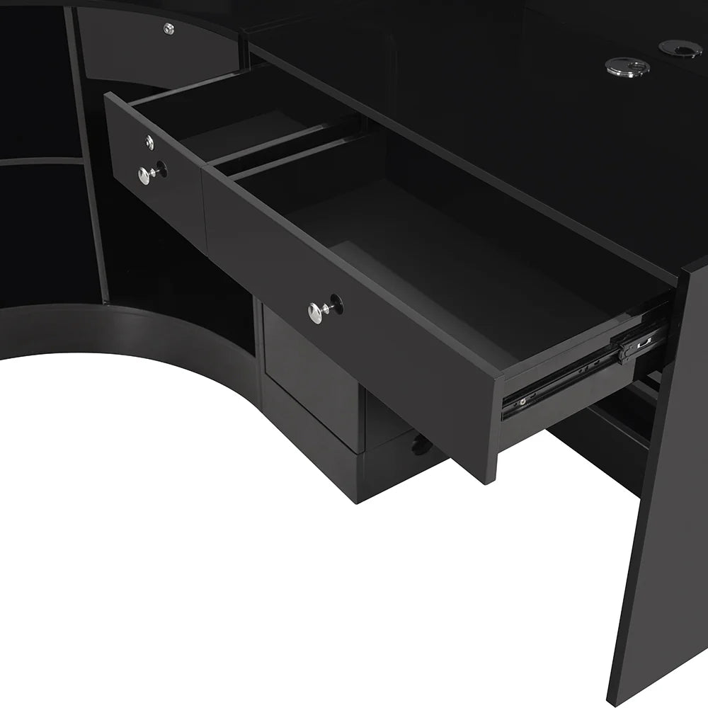 DIIR Jane LED Lighting Reception Desk - Curved L-Shaped - DIIR-4888