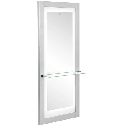 Glass door with a shelf on a white background